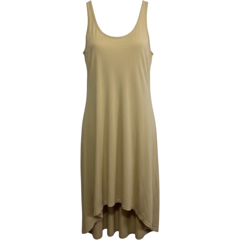 Gap Womens Sand Khaki Cotton Linen Blend Tank Midi Dress High Low Hem Small